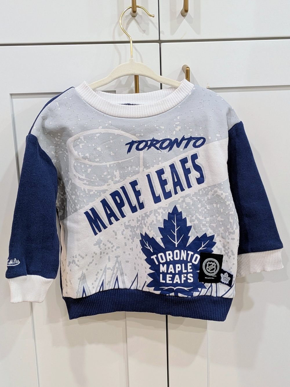 Mitchell & Ness Toronto Maple Leafs Kids Sweatshirt - White & Navy